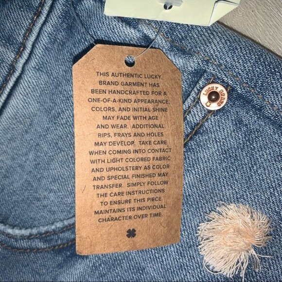 Lucky Brand Jean Shorts Size 28 Blue Denim Multicolour Pompoms Lucky‎ Pins NWT - Picture 12 of 13
